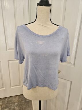 American Eagle Outfitters Pale  Blue "Tie Dye" Scoop Neck Crop Tee